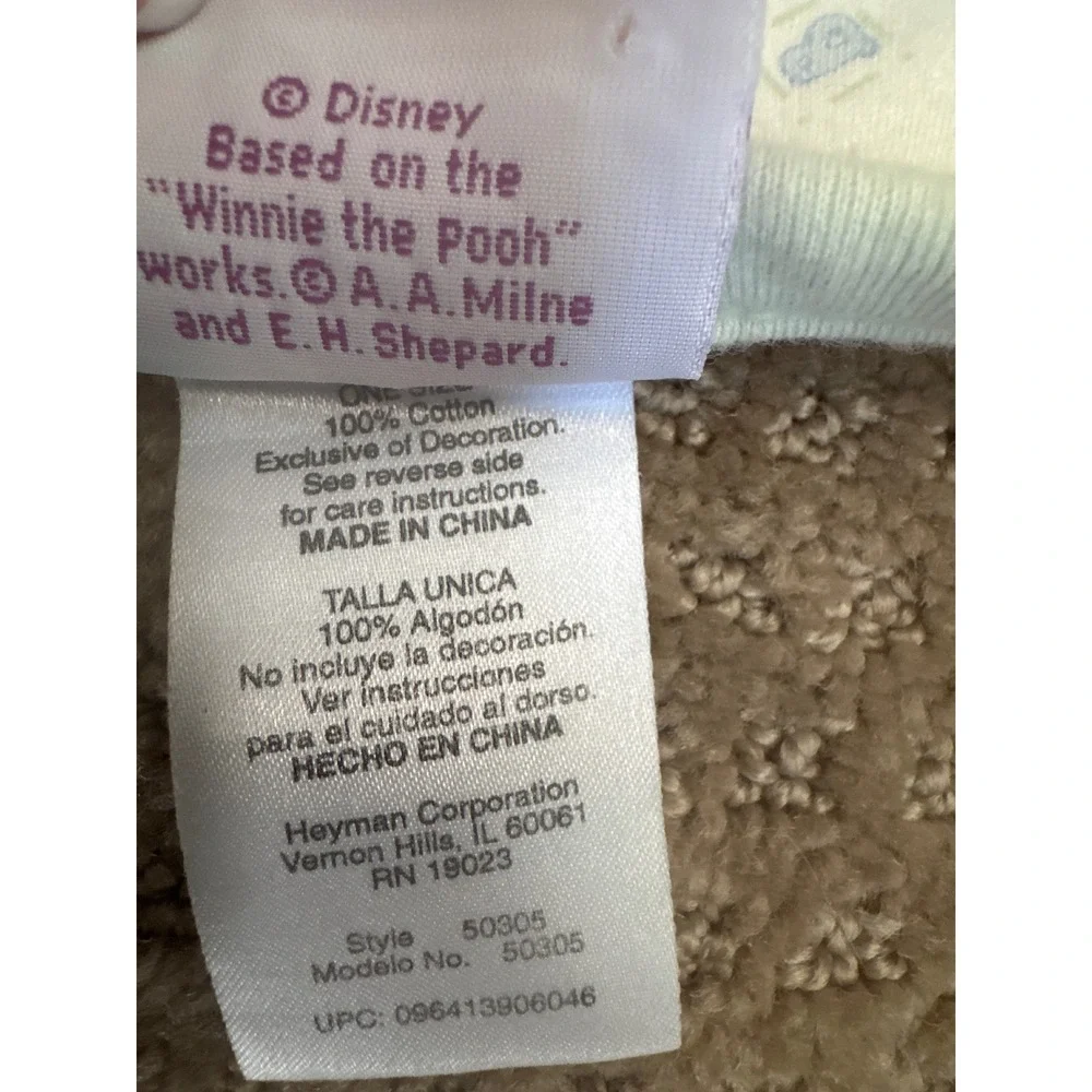 Disney Winnie the Pooh Cotton Receiving Blanket White Sage Green Vintage 2000's